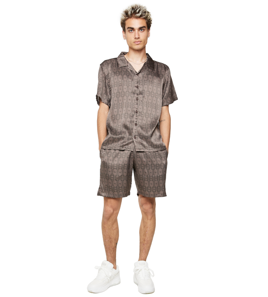 C5 Silk Shirt Monogram Deep Taupe