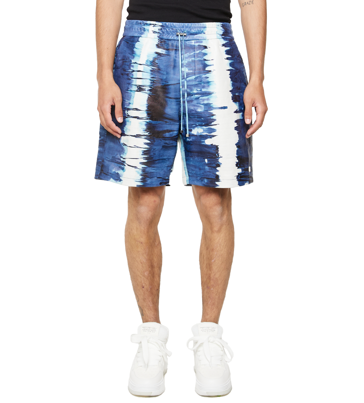 Leather Tie Dye Shorts Blue