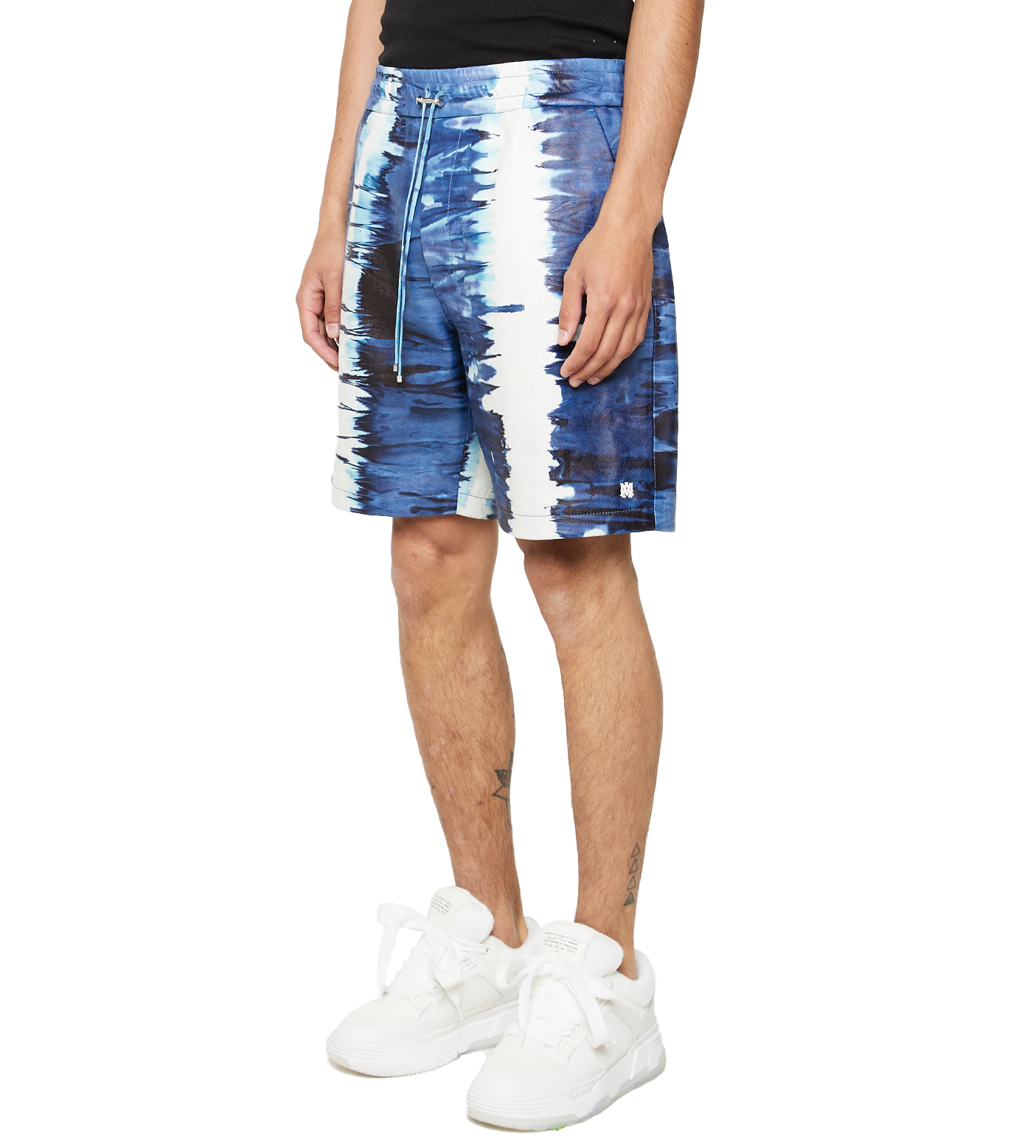 Leather Tie Dye Shorts Blue