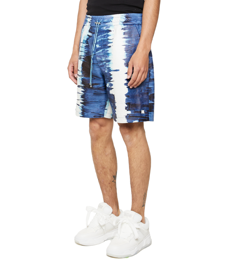Leather Tie Dye Shorts Blue