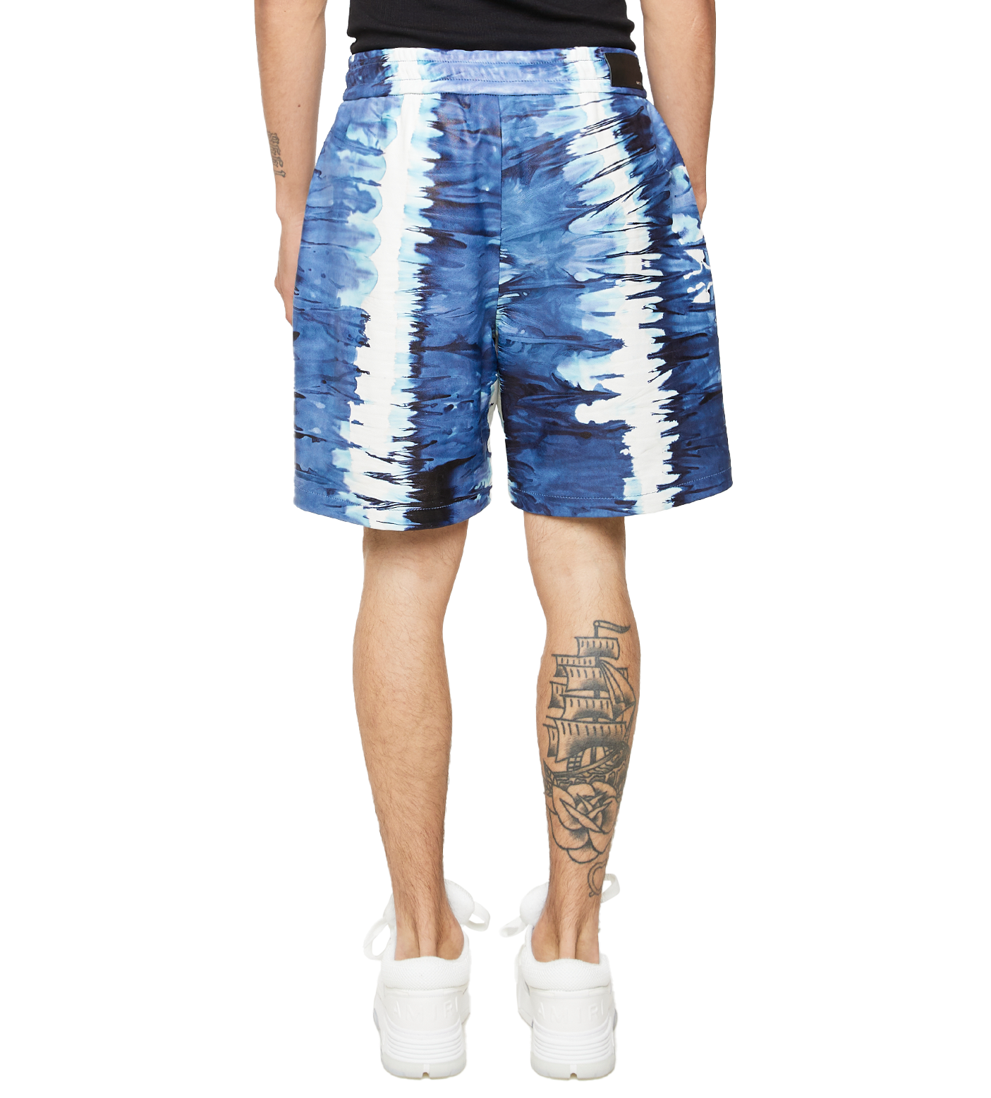 Leather Tie Dye Shorts Blue