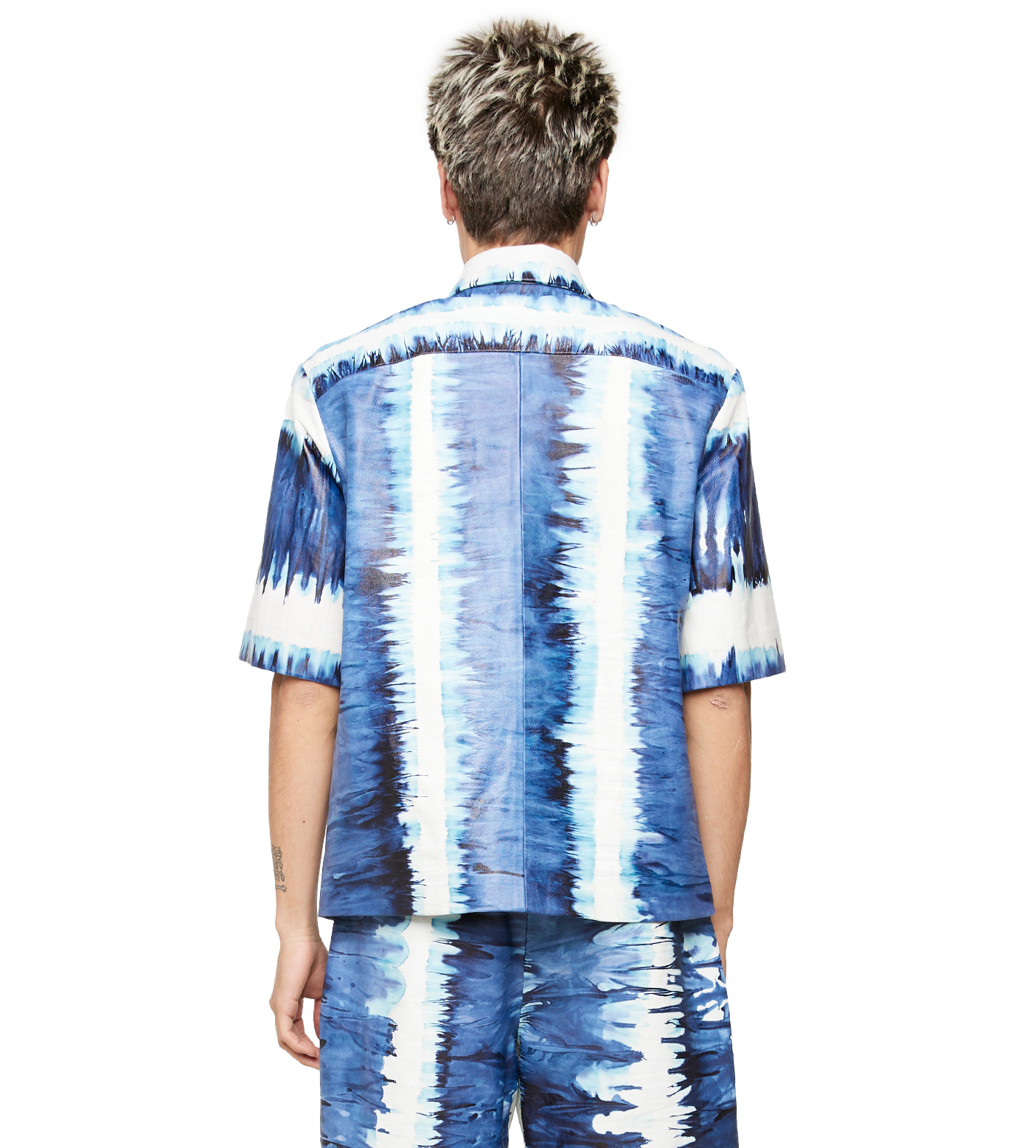 Leather Tie Dye Overshirt Blue