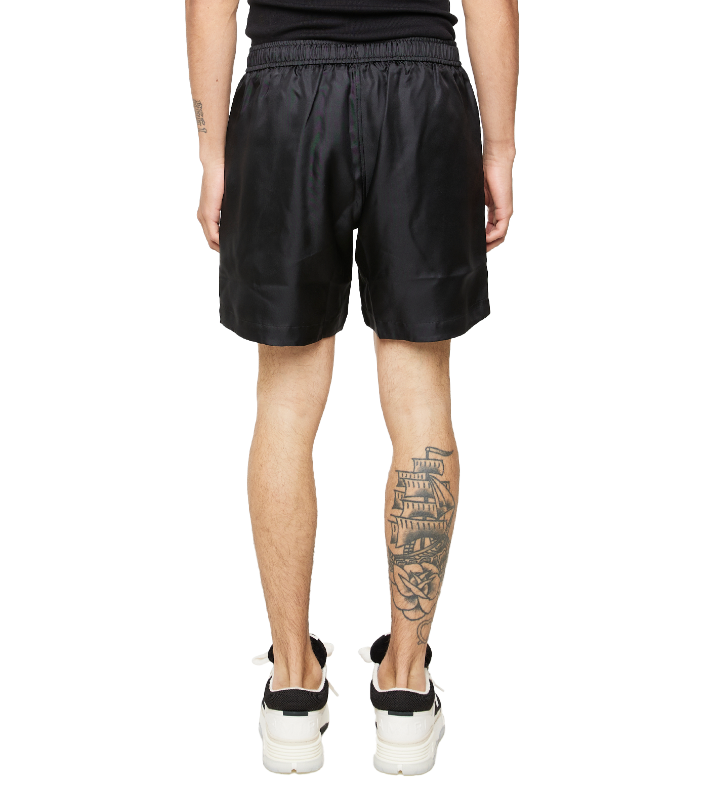 Logo-Print Silk Shorts Black