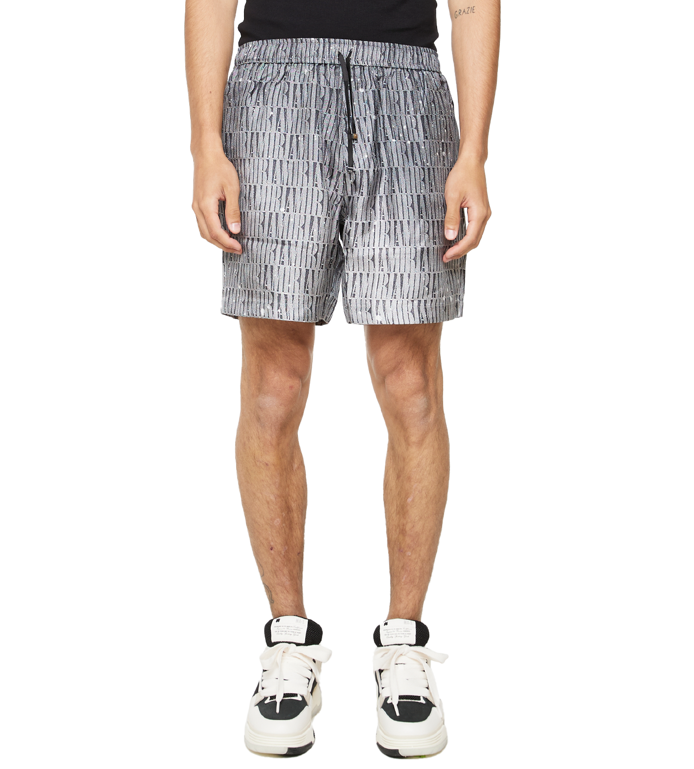 Logo-Print Drawstring Shorts Grey