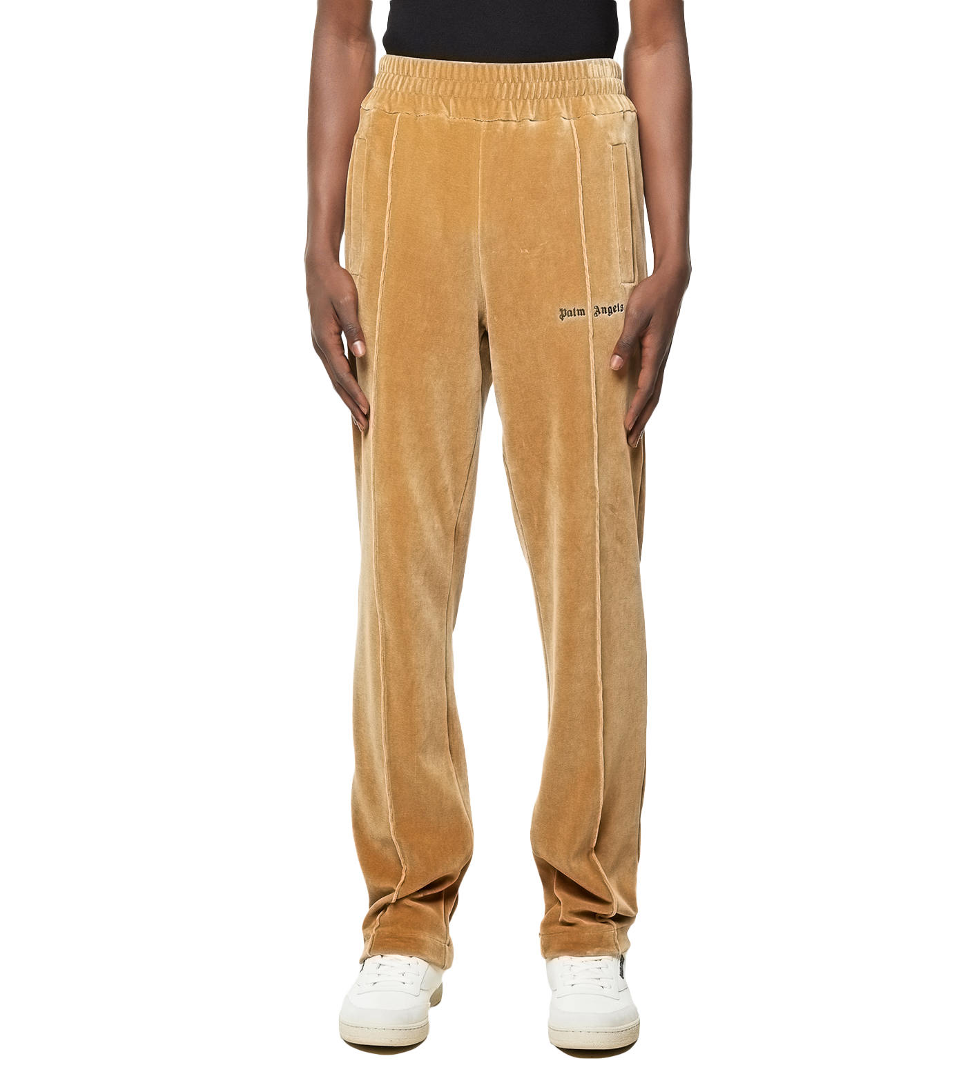 Logo-print Velvet Track Pants Barley Brown