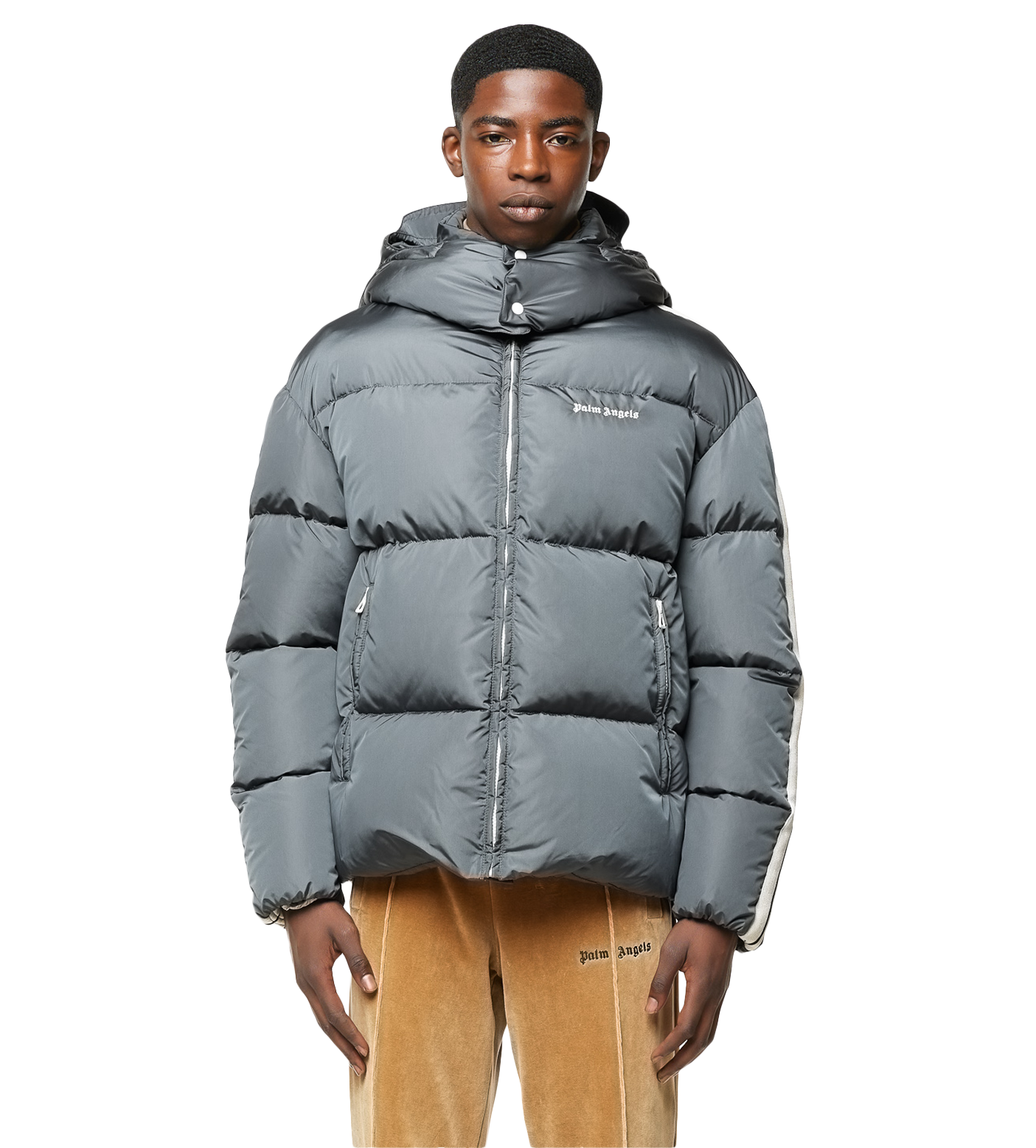 Logo-print Puffer Jacket Dark Grey