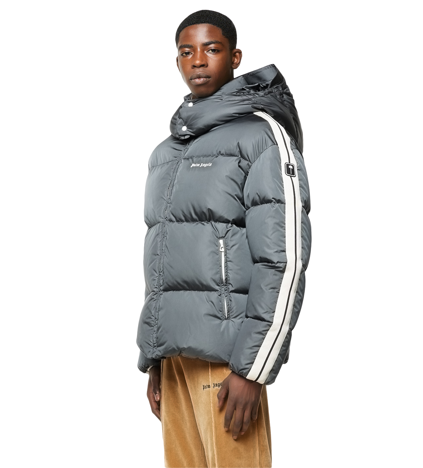 Logo-print Puffer Jacket Dark Grey