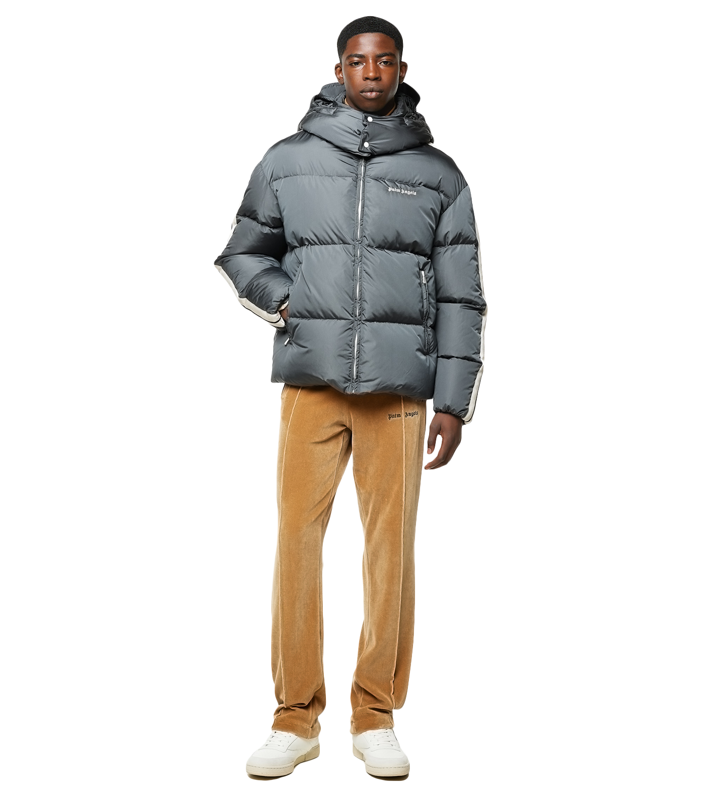 Logo-print Puffer Jacket Dark Grey