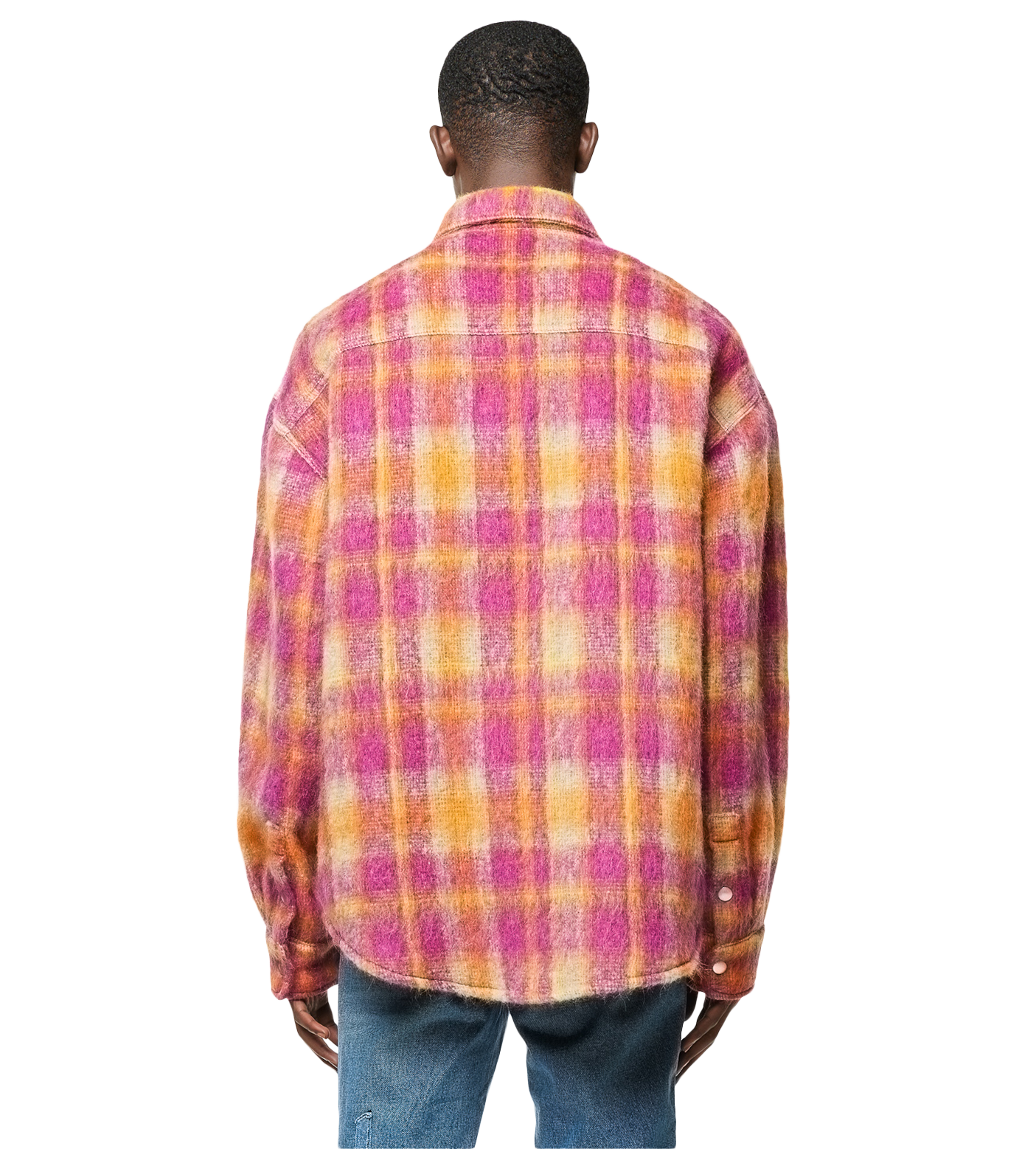 Brushed Wool Check Overshirt Burgundy