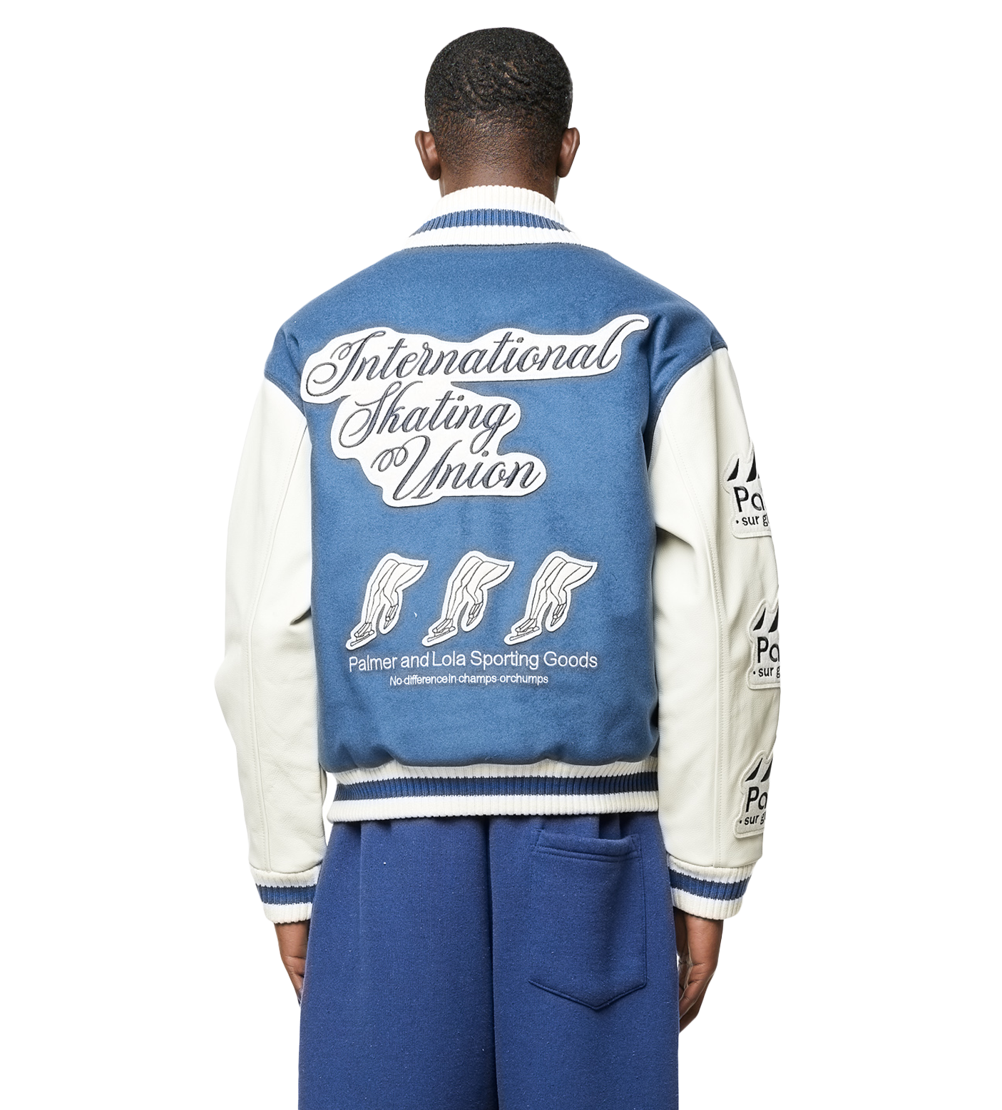 International Skating Union Varsity Jacket Washed Blue