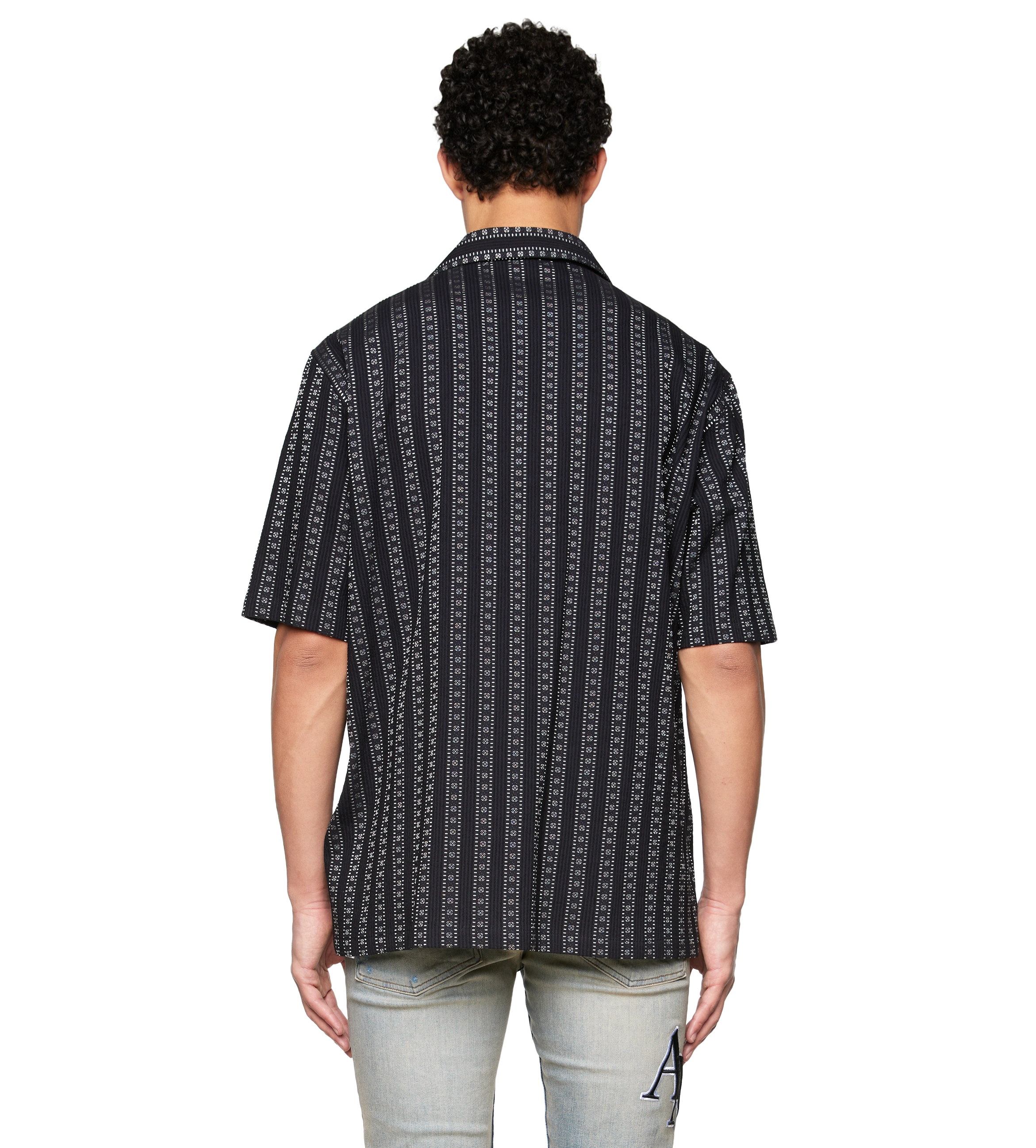 Arrow Stripes Bowling Shirt Black