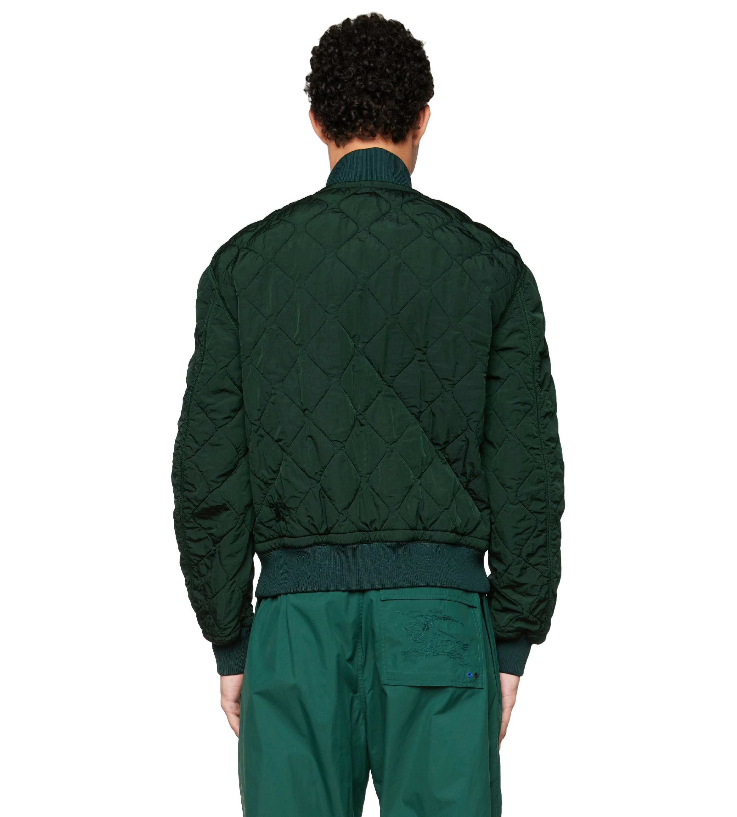 Quilted Nylon Bomber Jacket Ivy