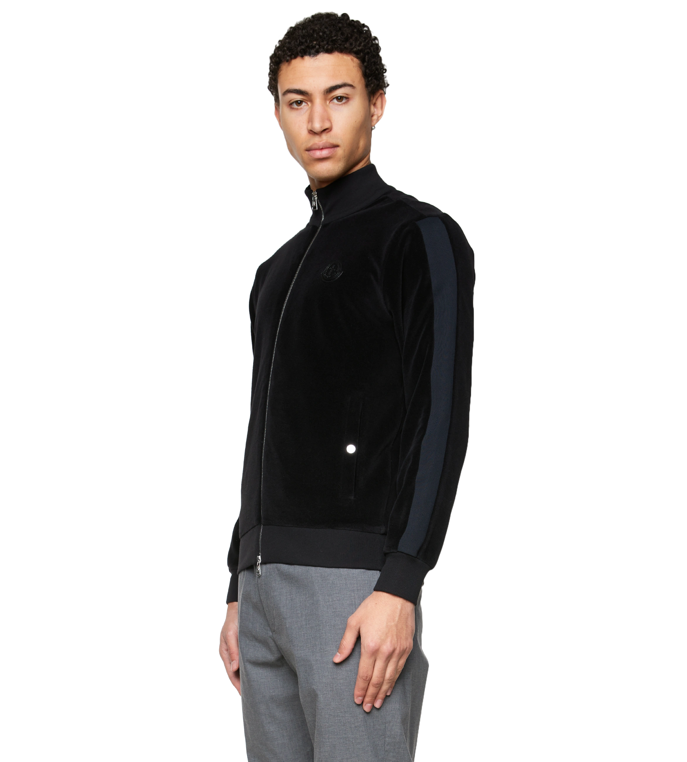 Chenille Zip-Up Sweatshirt Black