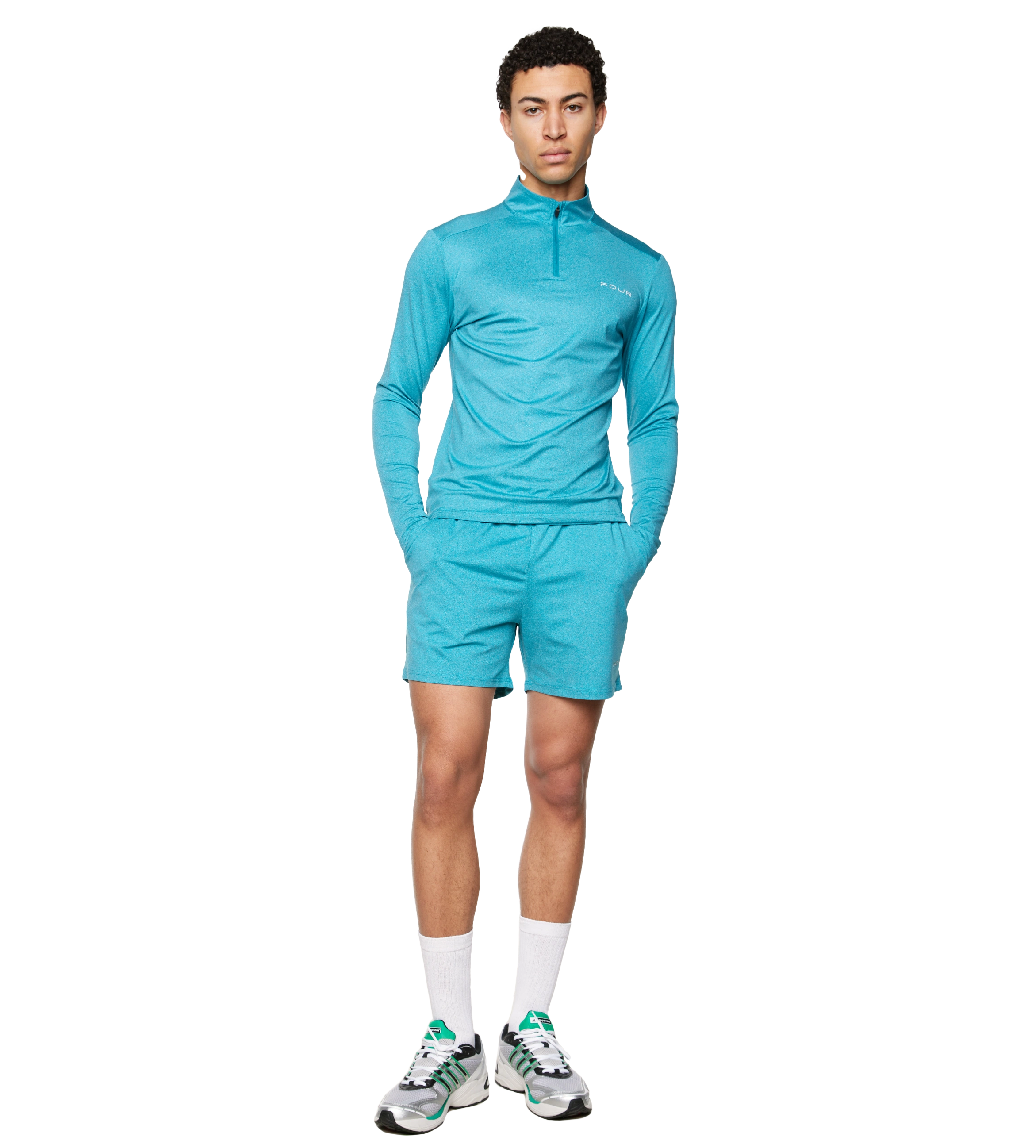 Sportswear Half Zip Melange Ocean Blue