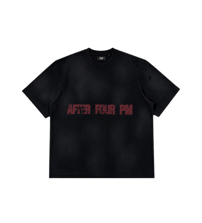 After 4PM Destroyed Boxy T-shirt Washed Black