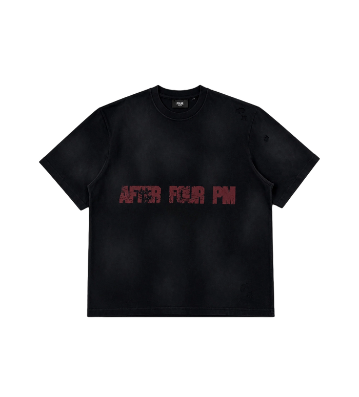 After 4PM Destroyed Boxy T-shirt Washed Black