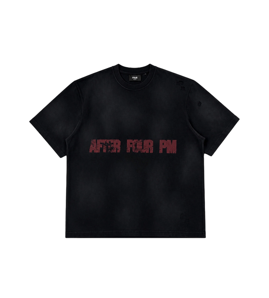 After 4PM Destroyed Boxy T-shirt Washed Black