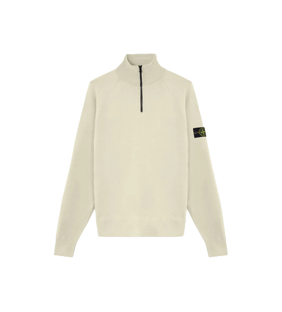 Stretch RWS Wool Half-Zip Jumper Sand