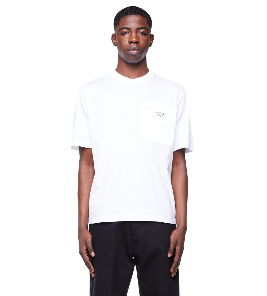 Re-Nylon and Jersey T-shirt White
