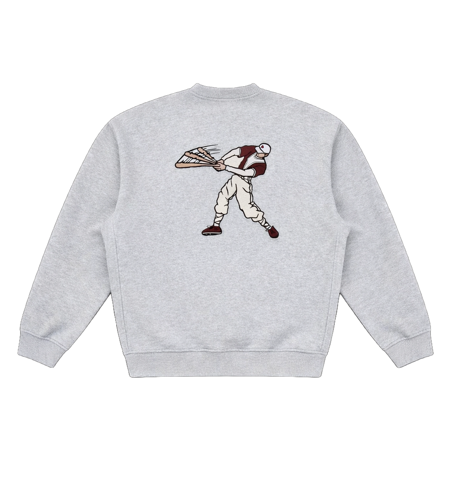 PAL Sporting Goods At Bat Crewneck in Light Gray Marl