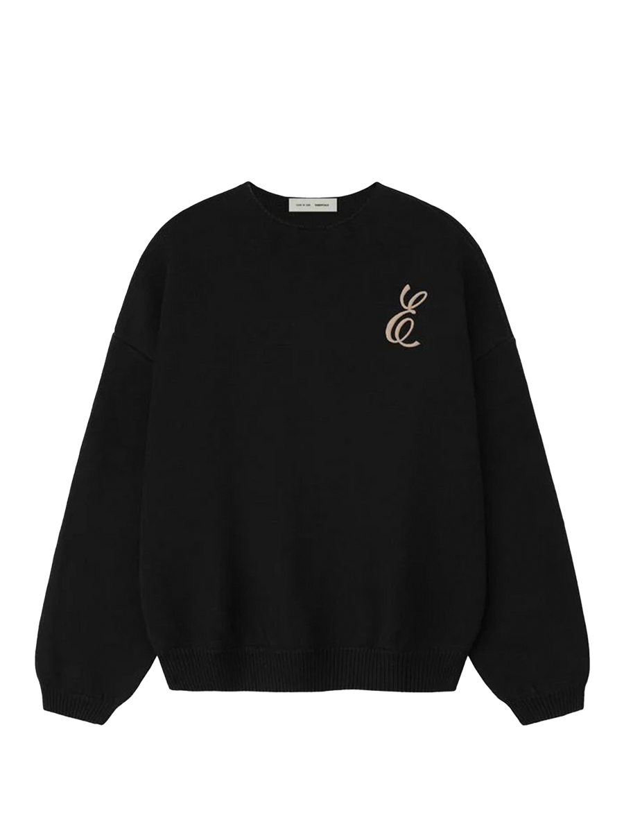 Fear of God Essentials Waffle Crewneck Sweater in Vintage Black