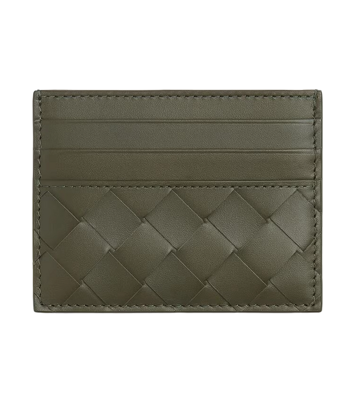 Intrecciato Credit Card Case in Crocodile