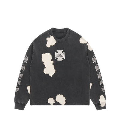 Vintage Bleached Cross LS Vintage Black