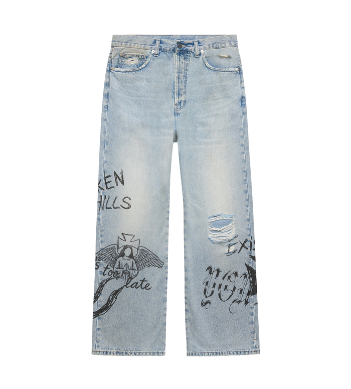 Phrase Baggy Painter Jeans Washed Blue
