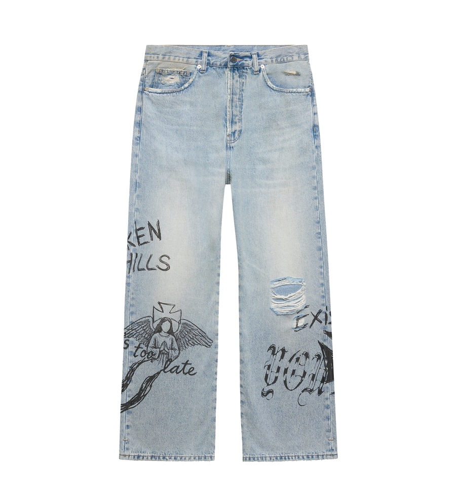 Phrase Baggy Painter Jeans Washed Blue