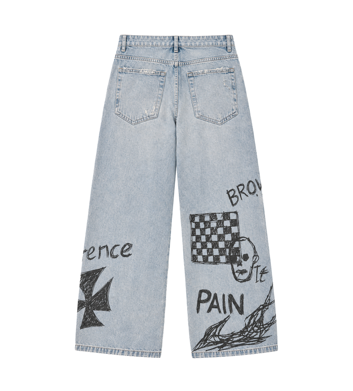 Phrase Baggy Painter Jeans Washed Blue