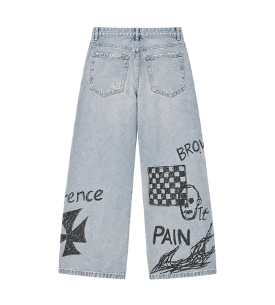 Phrase Baggy Painter Jeans Washed Blue