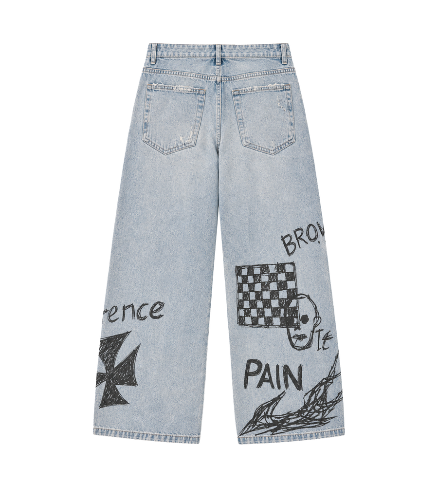 Phrase Baggy Painter Jeans Washed Blue
