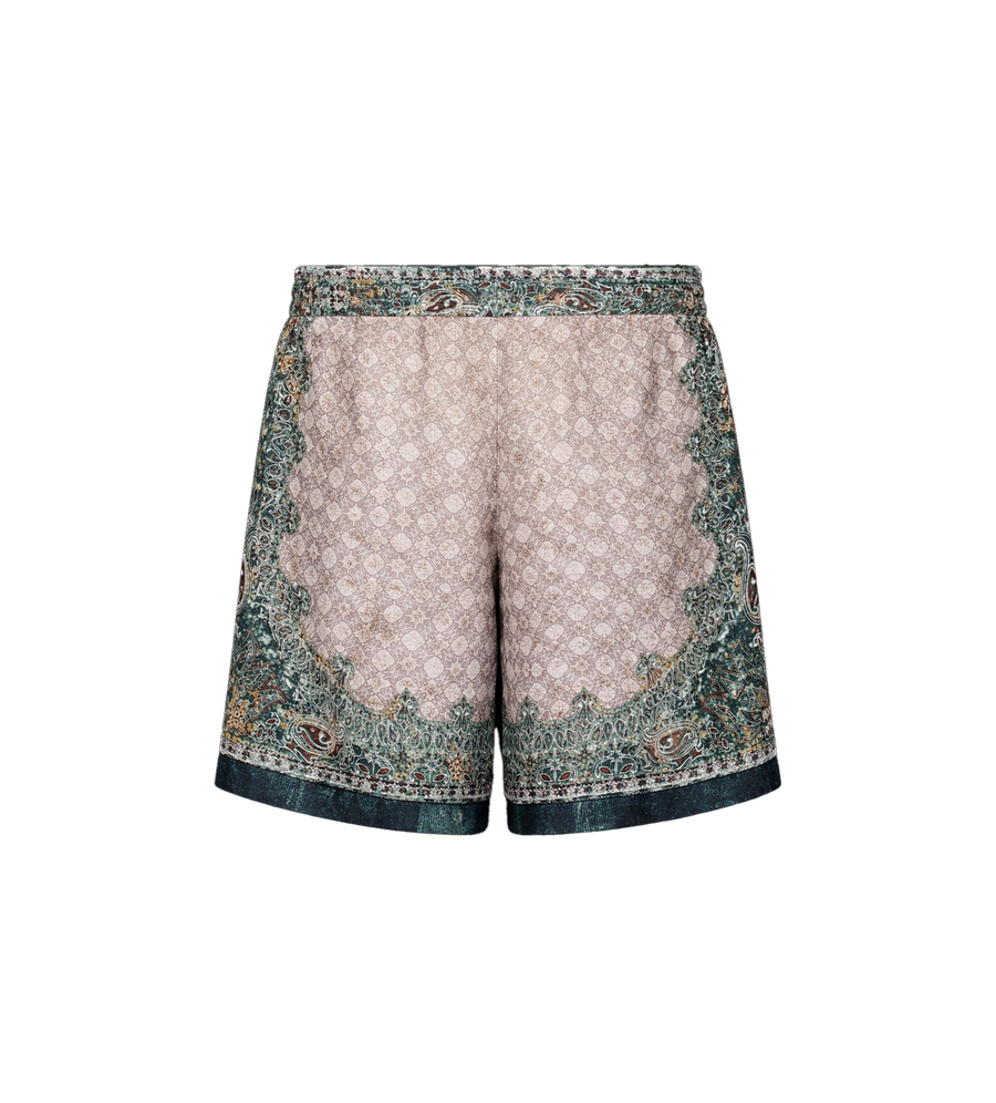 AMIRI Bandana Monogram Shorts in Beige, Green, Multicolor