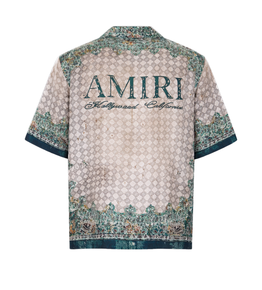 AMIRI Bandana Print Shirt in Green, Beige, multicolor