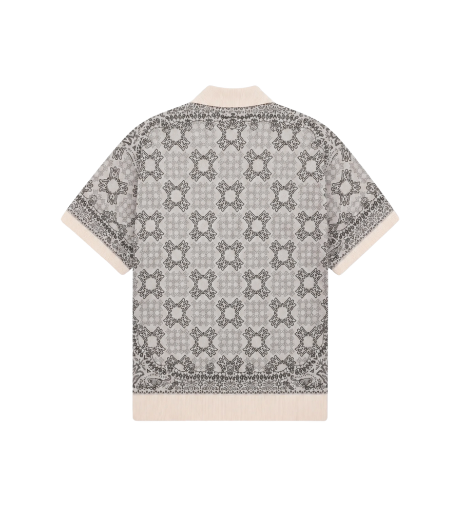 MA vierruits mesh overhemd in bruin/beige