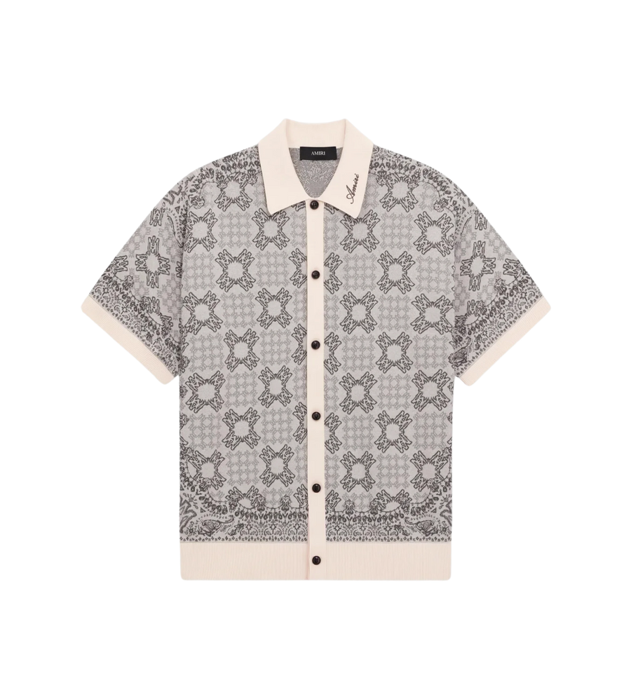 MA vierruits mesh overhemd in bruin/beige
