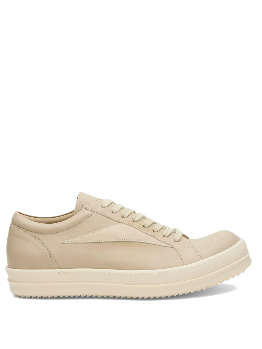 Rick Owens Contrast Patch Leather Sneakers in Sand/Milk/Milk