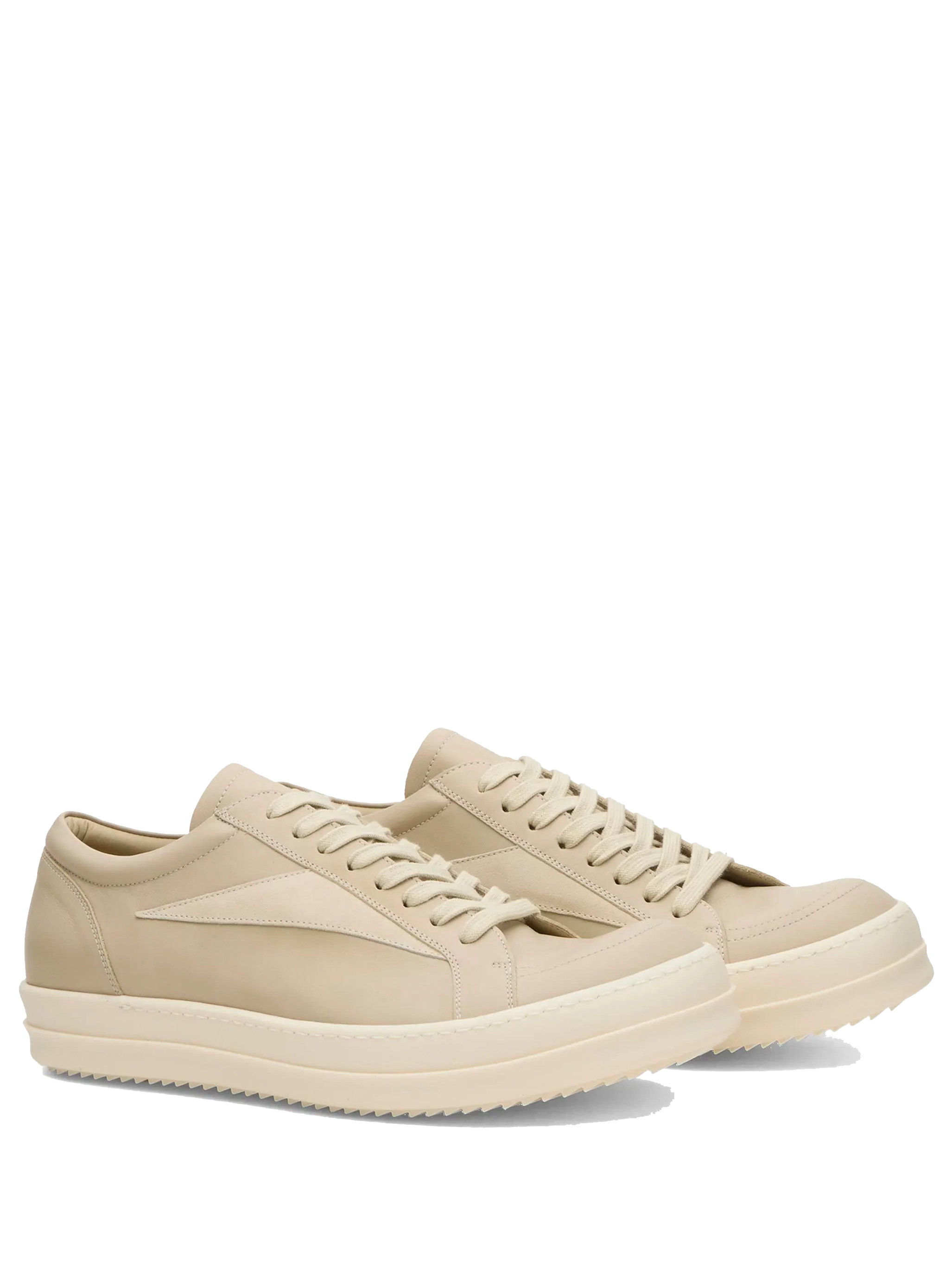Rick Owens Contrast Patch Leather Sneakers in Sand/Milk/Milk
