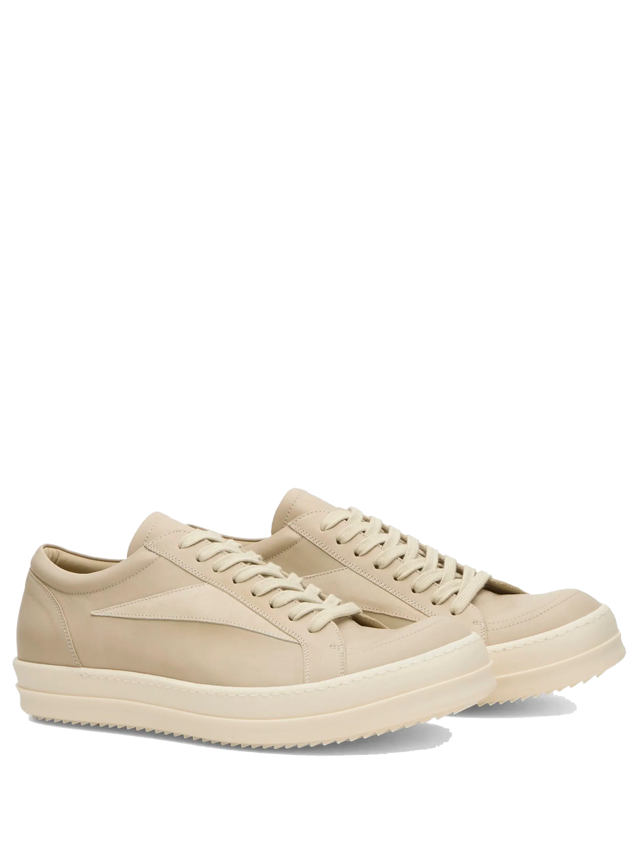 Rick Owens Contrast Patch Leather Sneakers in Sand/Milk/Milk