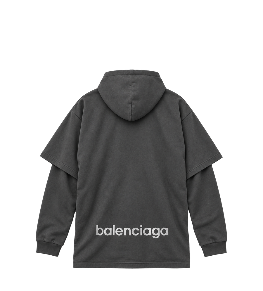 Layered Logo Hoodie Black