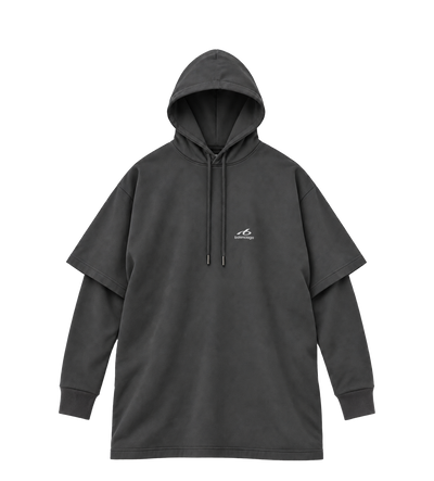 Gelaagd logo Hoodie Zwart