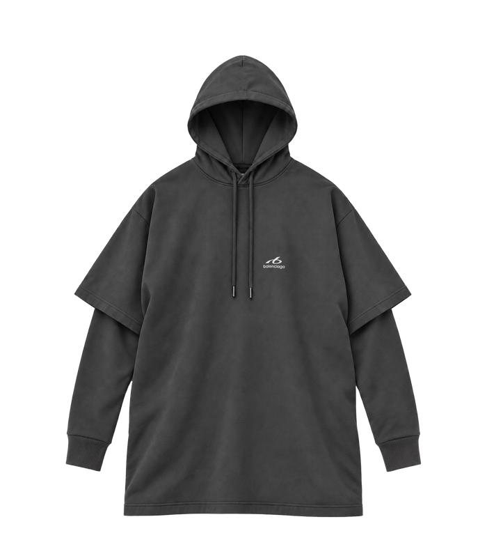 Layered Logo Hoodie Black