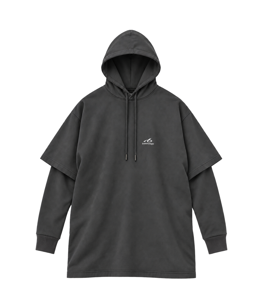 Layered Logo Hoodie Black