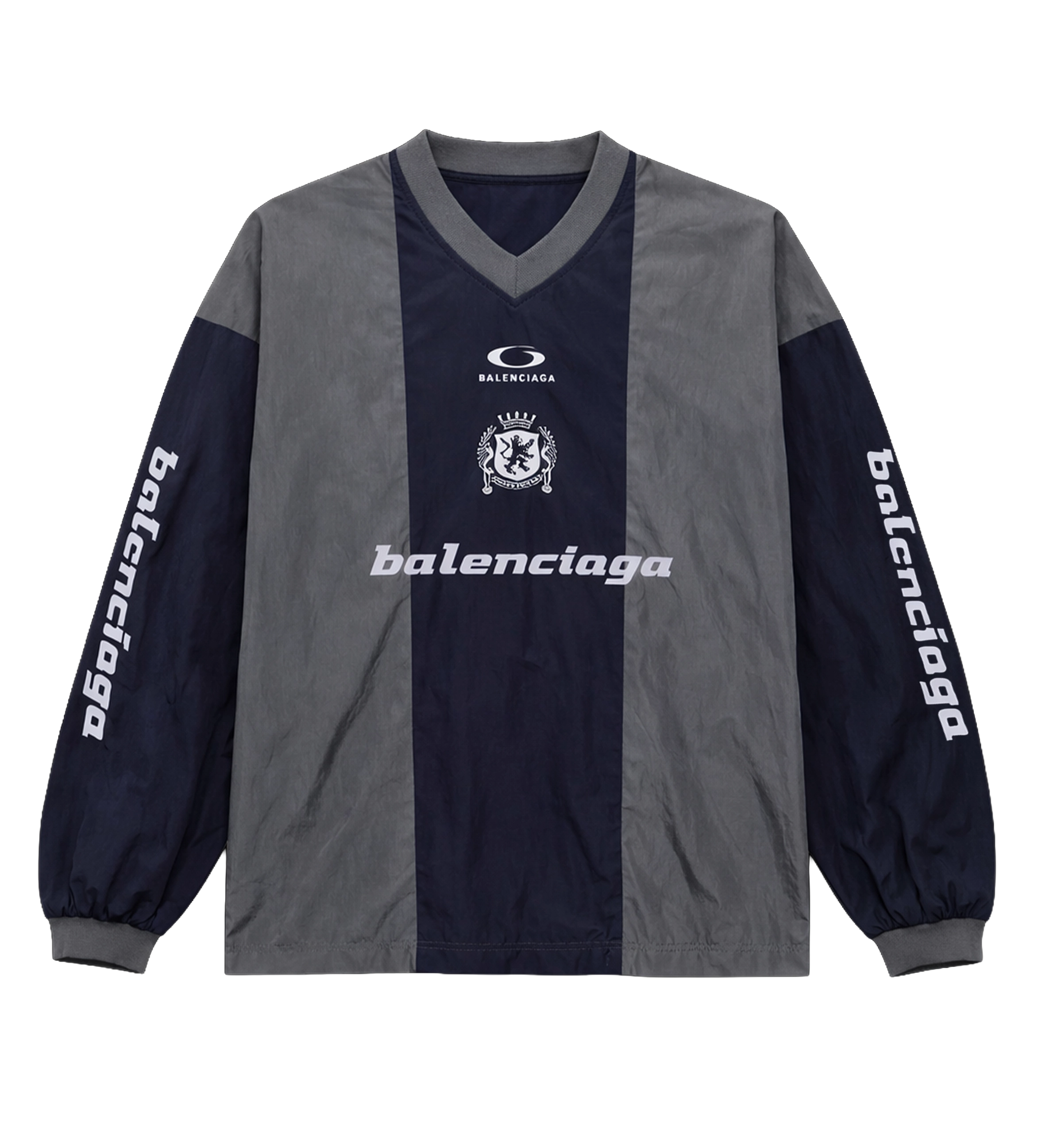 Balenciaga Techno Cotton Poplin Embroidered Top in Marine Blue