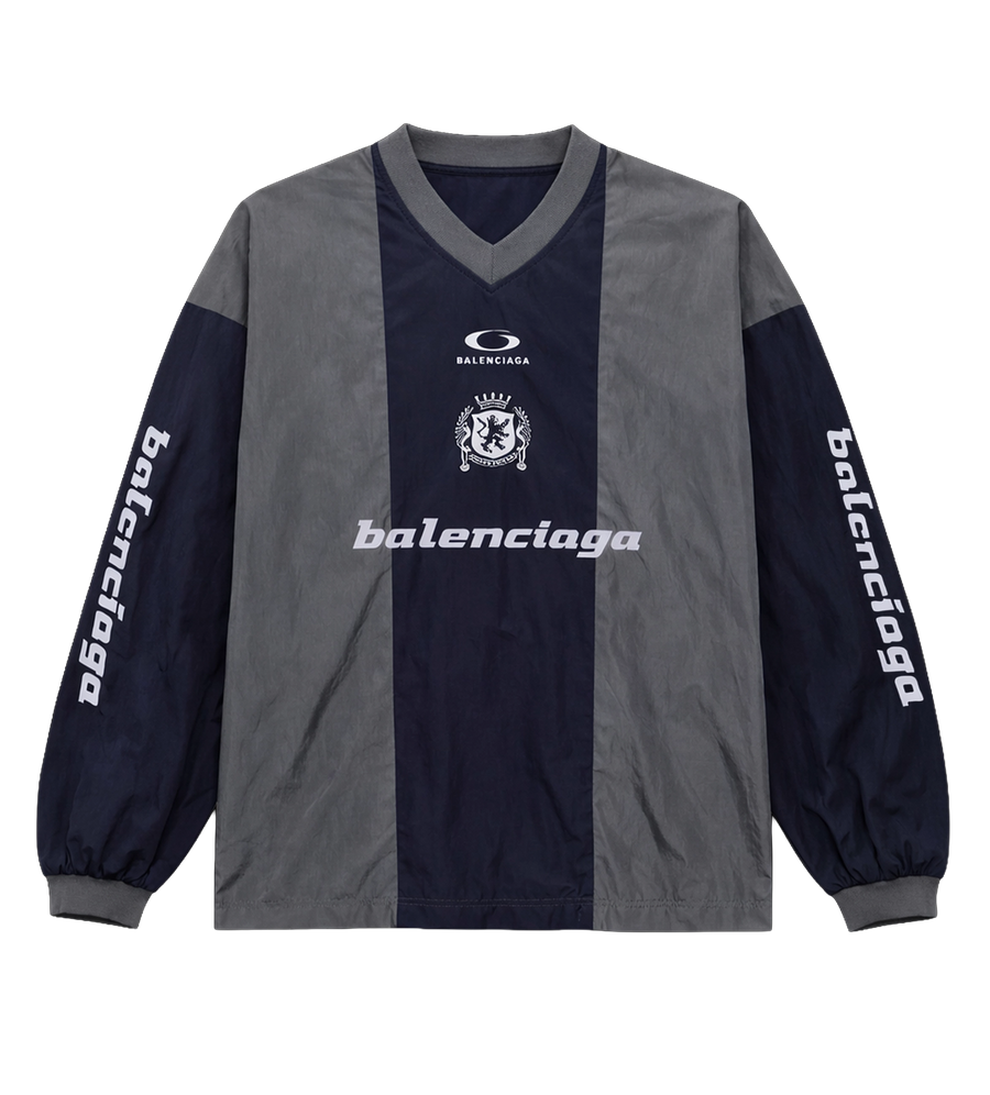 Balenciaga Techno katoen Poplin geborduurde top in marineblauw