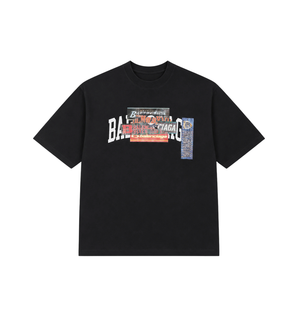 Balenciaga Bumper Stickers Medium Fit T-Shirt Black