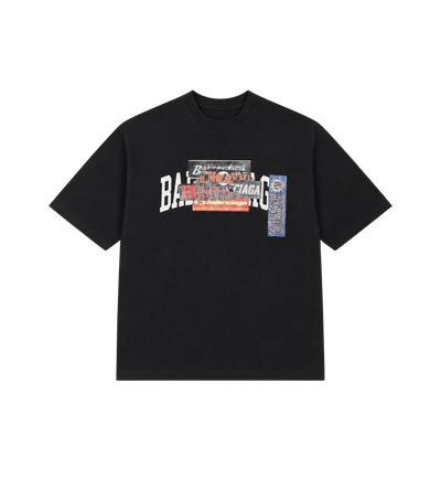 Balenciaga Bumper Stickers Medium Fit T-Shirt Black