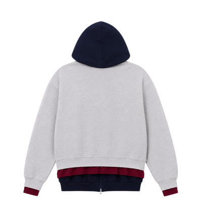 Logo Layered Cotton Jersey Hoodie Heather Grey