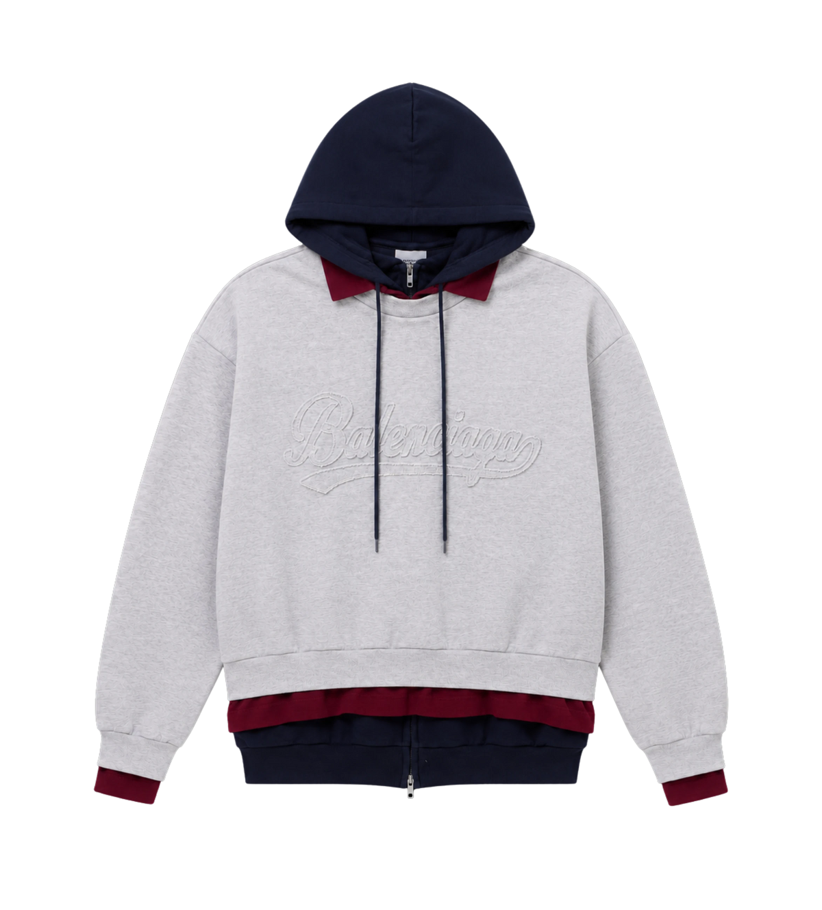 Logo Layered Cotton Jersey Hoodie Heather Grey