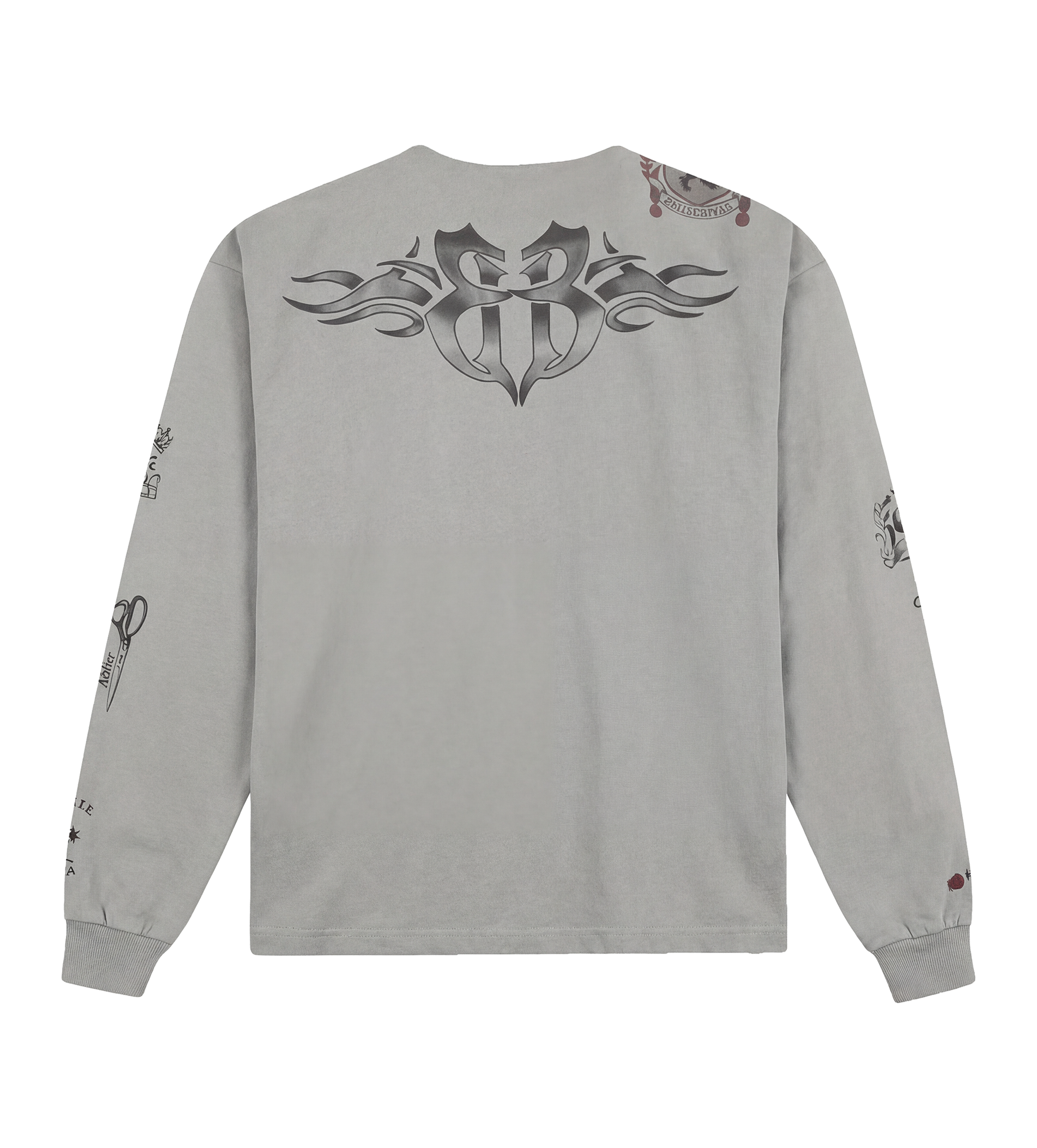 Balenciaga Tattoo Long Sleeve T-shirt in Cement Grey